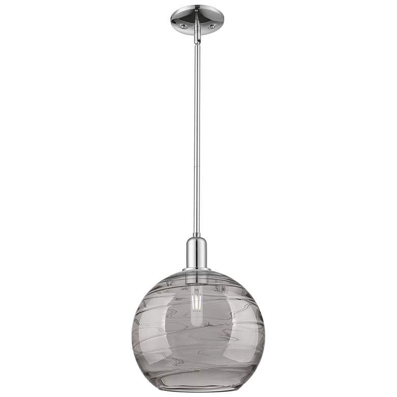 Image 1 Arcadia Athens 12"W Chrome Stem Pendant w/ Light Smoke Deco Shade