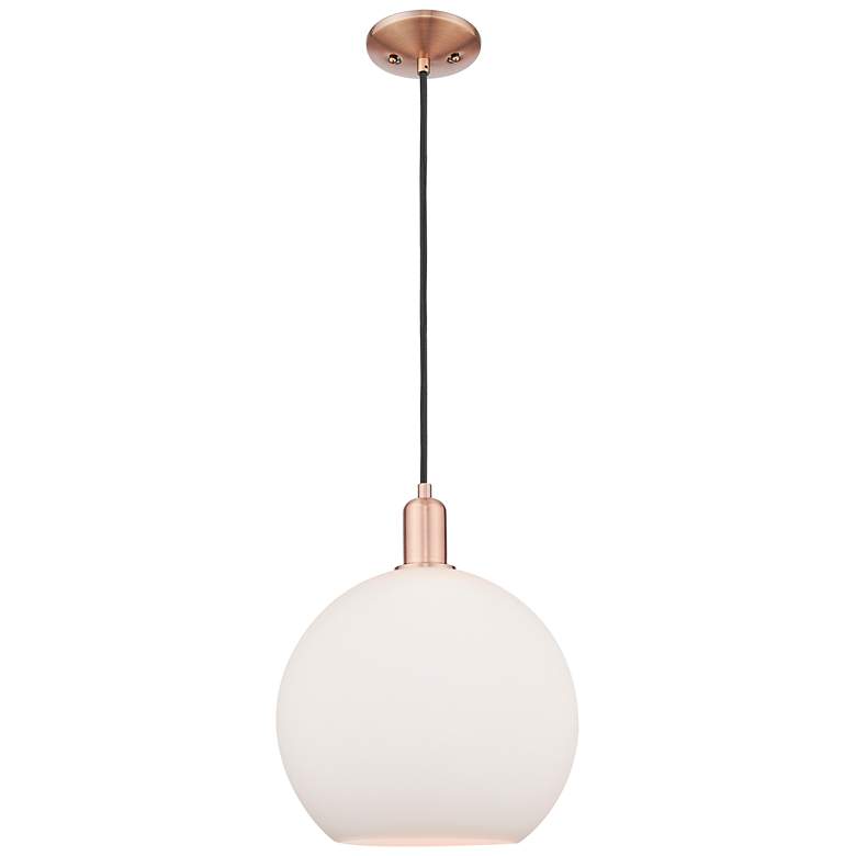 Image 1 Arcadia Athens 12"W Copper Cord Hung Mini Pendant w/ Matte White Shade