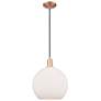 1_Arcadia Athens 12"W Copper Cord Hung Mini Pendant w/ Matte White Shade
