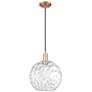 1_Arcadia Athens 12"W Copper Cord Hung Mini Pendant w/ Water Glass Shade