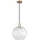 Arcadia Athens 12"W Copper Cord Hung Mini Pendant w/ Water Glass Shade
