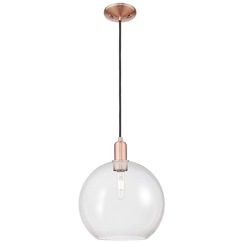 Image 1 Arcadia Athens 12"W Copper Cord Hung Mini Pendant With Clear Shade