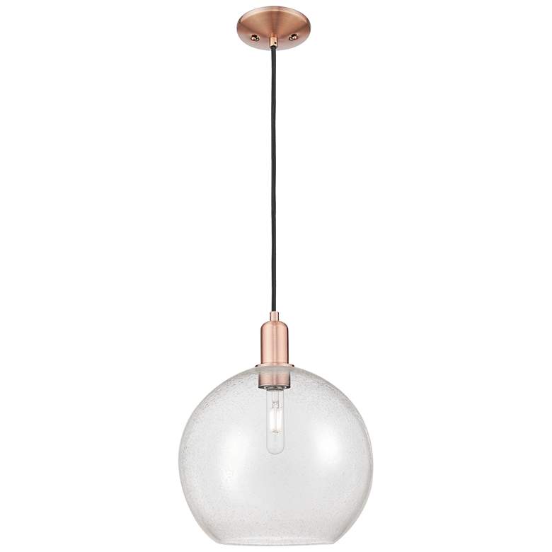 Image 1 Arcadia Athens 12"W Copper Cord Hung Mini Pendant With Seedy Shade