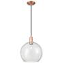 1_Arcadia Athens 12"W Copper Cord Hung Mini Pendant With Seedy Shade