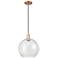 Arcadia Athens 12"W Copper Cord Hung Mini Pendant With Seedy Shade