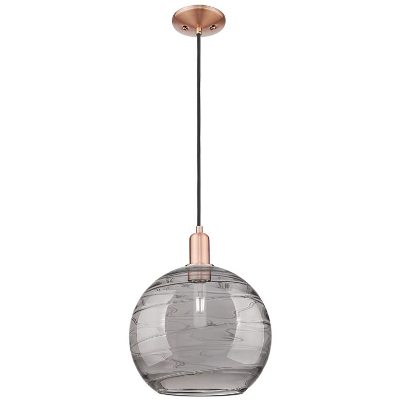 Image 1 Arcadia Athens 12"W Copper Cord Pendant w/ Light Smoke Deco Shade