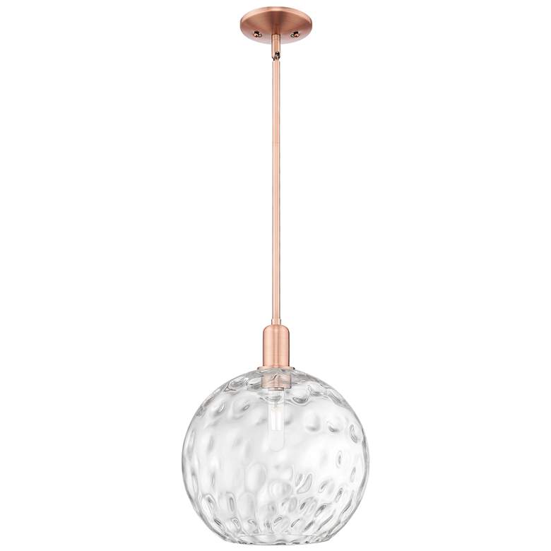 Image 1 Arcadia Athens 12"W Copper Stem Hung Mini Pendant w/ Water Glass Shade