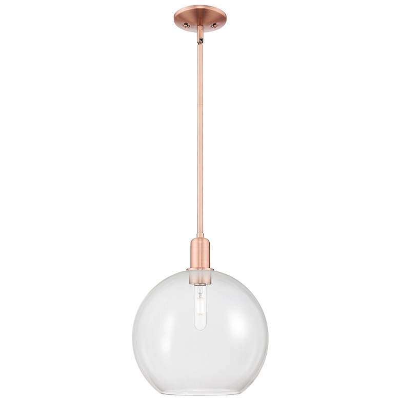 Image 1 Arcadia Athens 12"W Copper Stem Hung Mini Pendant With Clear Shade