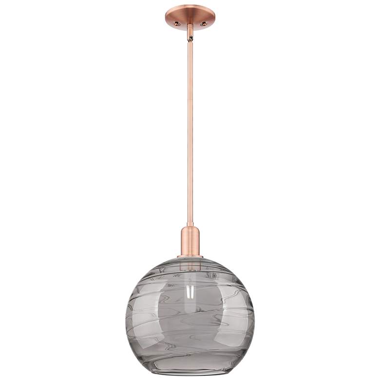 Image 1 Arcadia Athens 12"W Copper Stem Pendant w/ Light Smoke Deco Shade