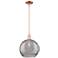 Arcadia Athens 12"W Copper Stem Pendant w/ Light Smoke Deco Shade