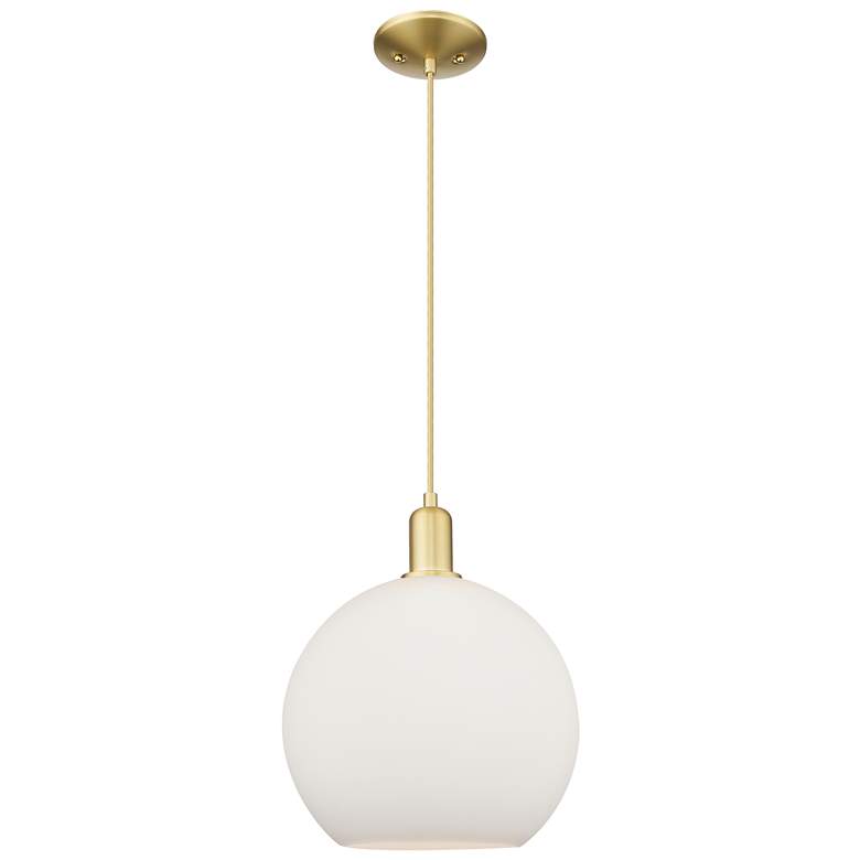 Image 1 Arcadia Athens 12"W Gold Cord Hung Mini Pendant w/ Matte White Shade