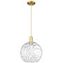 Arcadia Athens 12"W Gold Cord Hung Mini Pendant w/ Water Glass Shade