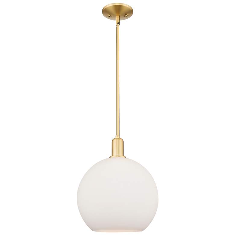 Image 1 Arcadia Athens 12"W Gold Stem Hung Mini Pendant w/ Matte White Shade