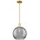 Arcadia Athens 12"W Gold Stem Pendant w/ Light Smoke Deco Swirl Shade