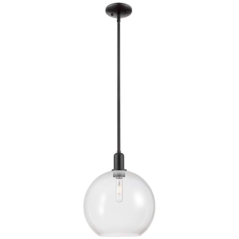 Image 1 Arcadia Athens 12"W Matte Black Stem Hung Mini Pendant w/ Clear Shade