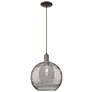 Arcadia Athens 12"W Oiled Bronze Cord Pendant w/ Smoke Deco Shade
