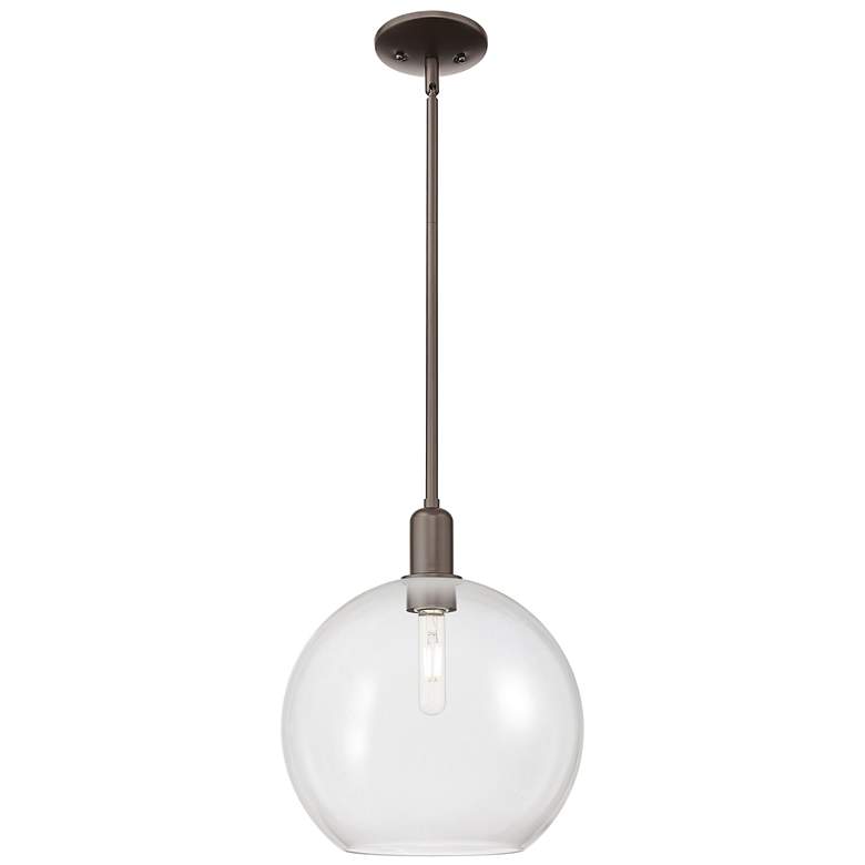 Image 1 Arcadia Athens 12"W Oiled Bronze Stem Hung Mini Pendant w/ Clear Shade