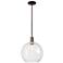 Arcadia Athens 12"W Oiled Bronze Stem Hung Mini Pendant w/ Clear Shade