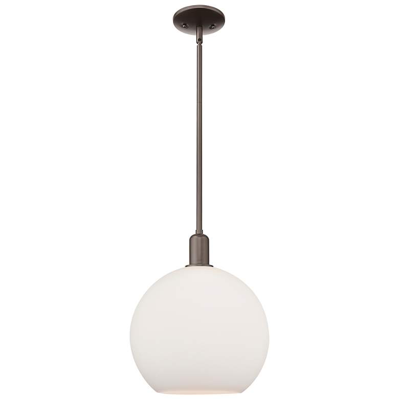 Image 1 Arcadia Athens 12"W Oiled Bronze Stem Pendant w/ Matte White Shade
