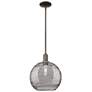 Arcadia Athens 12"W Oiled Bronze Stem Pendant w/ Smoke Deco Shade