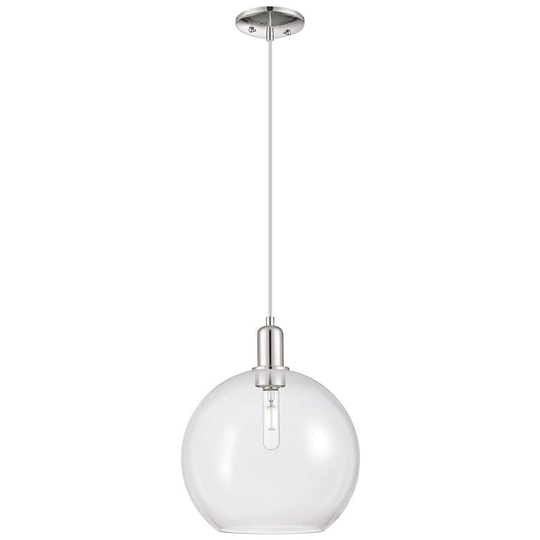 Image 1 Arcadia Athens 12"W Polished Nickel Cord Mini Pendant w/ Clear Shade