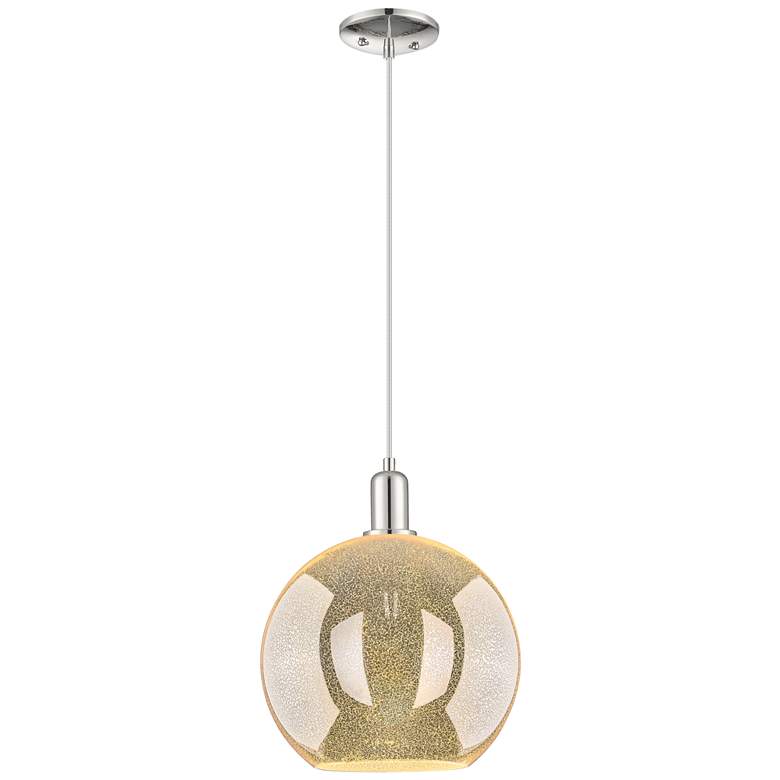 Image 1 Arcadia Athens 12"W Polished Nickel Cord Mini Pendant w/ Mercury Shade