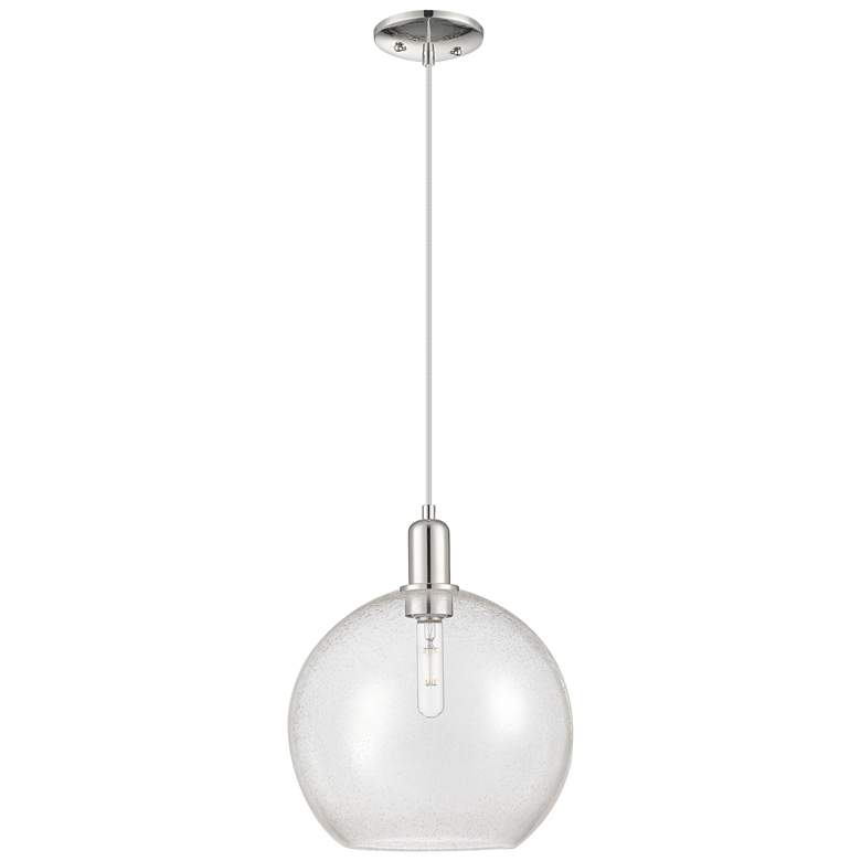 Image 1 Arcadia Athens 12"W Polished Nickel Cord Mini Pendant w/ Seedy Shade