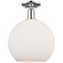 Arcadia Athens 12"W Polished Nickel Semi-Flush w/ Matte White Shade