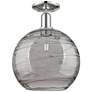 Arcadia Athens 12"W Polished Nickel Semi-Flush w/ Smoke Deco Shade