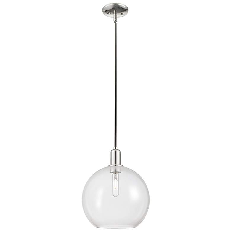 Image 1 Arcadia Athens 12"W Polished Nickel Stem Mini Pendant w/ Clear Shade