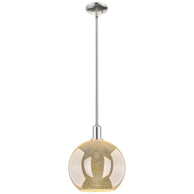 Image 1 Arcadia Athens 12"W Polished Nickel Stem Mini Pendant w/ Mercury Shade
