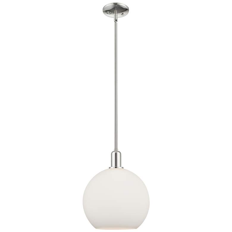 Image 1 Arcadia Athens 12"W Polished Nickel Stem Pendant w/ Matte White Shade
