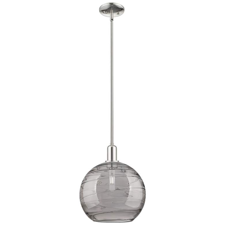 Image 1 Arcadia Athens 12"W Polished Nickel Stem Pendant w/ Smoke Deco Shade