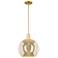 Arcadia Athens 12"W Satin Gold Stem Hung Mini Pendant w/ Mercury Shade