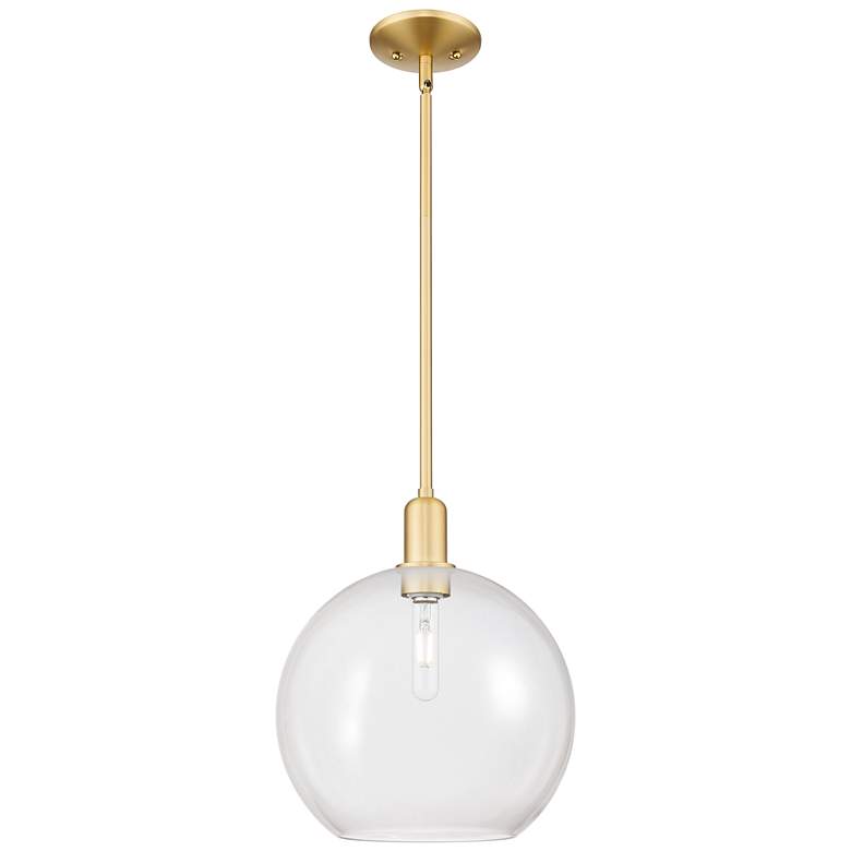 Image 1 Arcadia Athens 12"W Satin Gold Stem Hung Mini Pendant With Clear Shade