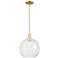 Arcadia Athens 12"W Satin Gold Stem Hung Mini Pendant With Clear Shade
