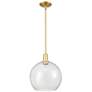 Arcadia Athens 12"W Satin Gold Stem Hung Mini Pendant With Seedy Shade