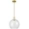 Arcadia Athens 12"W Satin Gold Stem Hung Mini Pendant With Seedy Shade