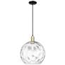 1_Arcadia Athens 13"W Black Brass Cord Mini Pendant w/ Water Glass Shade