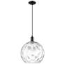 1_Arcadia Athens 13"W Black Cord Hung Mini Pendant w/ Water Glass Shade
