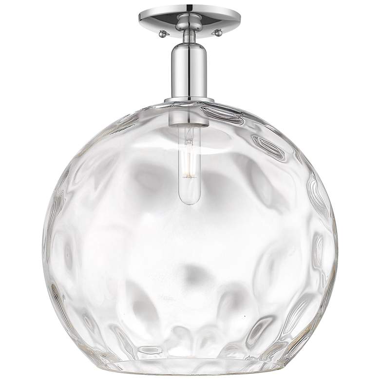 Image 1 Arcadia Athens 13"W Chrome Semi.Flush Mount w/ Water Glass Shade