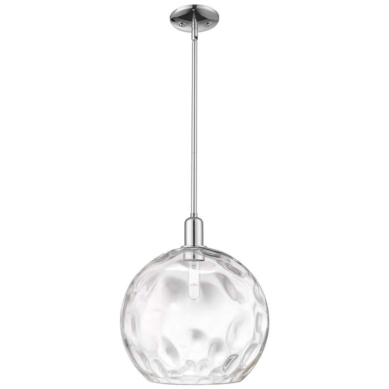 Image 1 Arcadia Athens 13"W Chrome Stem Hung Mini Pendant w/ Water Glass Shade