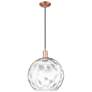 1_Arcadia Athens 13"W Copper Cord Hung Mini Pendant w/ Water Glass Shade