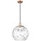 Arcadia Athens 13"W Copper Cord Hung Mini Pendant w/ Water Glass Shade