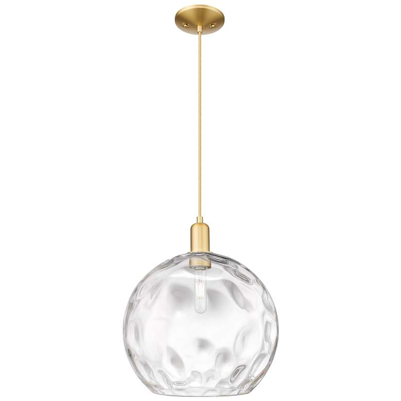 Image 1 Arcadia Athens 13"W Gold Cord Hung Mini Pendant w/ Water Glass Shade