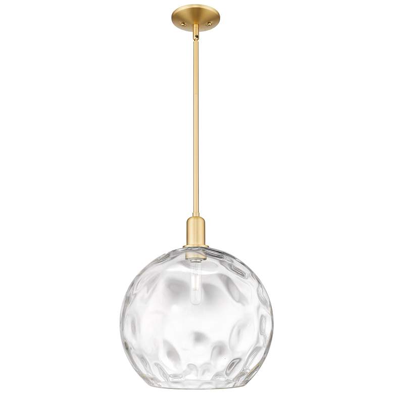 Image 1 Arcadia Athens 13"W Gold Stem Hung Mini Pendant w/ Water Glass Shade