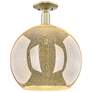 Arcadia Athens 14"W Antique Brass Semi.Flush Mount With Mercury Shade