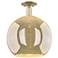 Arcadia Athens 14"W Antique Brass Semi.Flush Mount With Mercury Shade