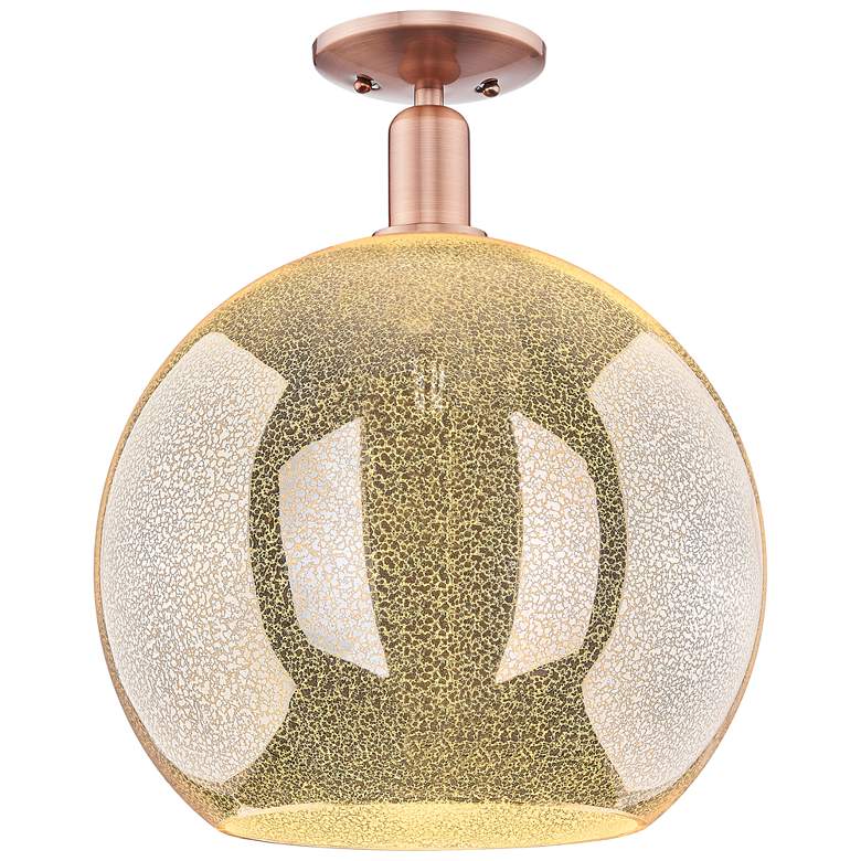 Image 1 Arcadia Athens 14"W Antique Copper Semi.Flush Mount With Mercury Shade