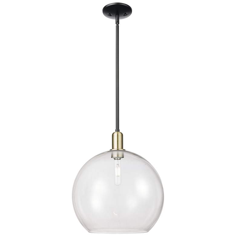 Image 1 Arcadia Athens 14"W Black Brass Stem Hung Mini Pendant w/ Clear Shade